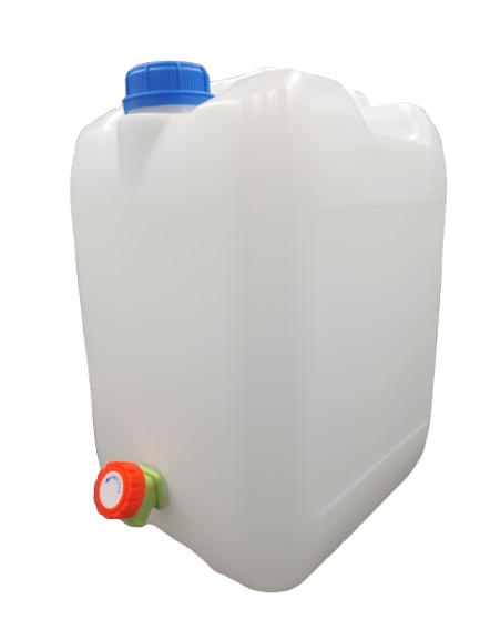 Biały pojemnik na wodę 20L +nowy kranik plastikowy