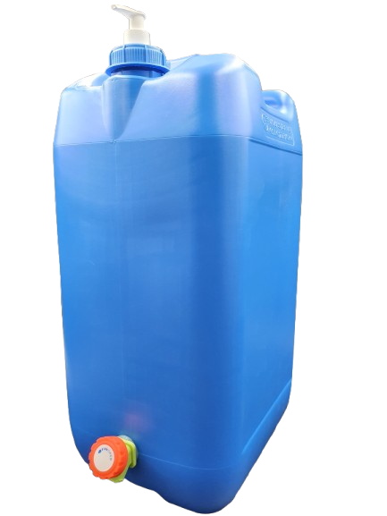 Niebieski pojemnik na wodę 30L  +kranik plastikowy + dozownik