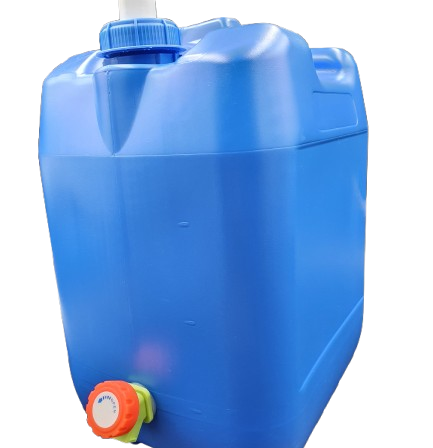 Niebieski pojemnik na wodę 20L +nowy kranik plastikowy + dozownik