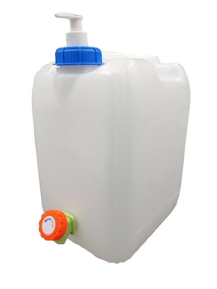 Biały pojemnik na wodę 10L +nowy kranik plastikowy + dozownik