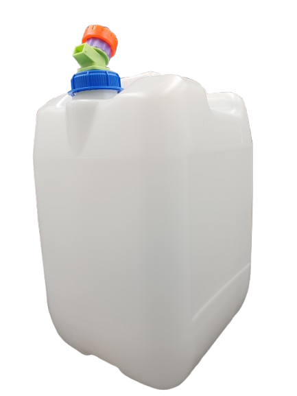 Biały pojemnik na wodę 20L +nowy kranik plastikowy w korku