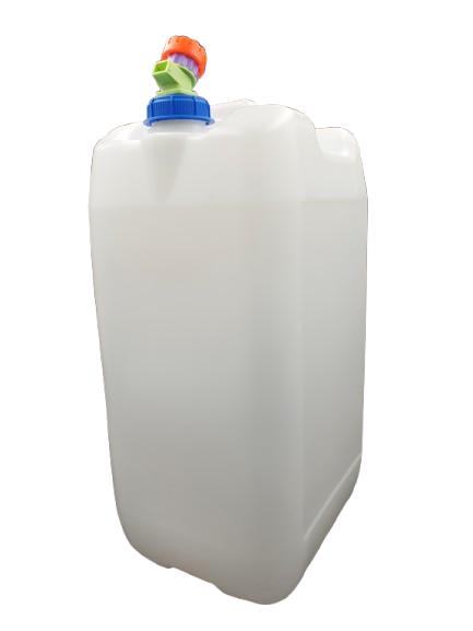 Biały pojemnik na wodę 30L +nowy kranik plastikowy w korku
